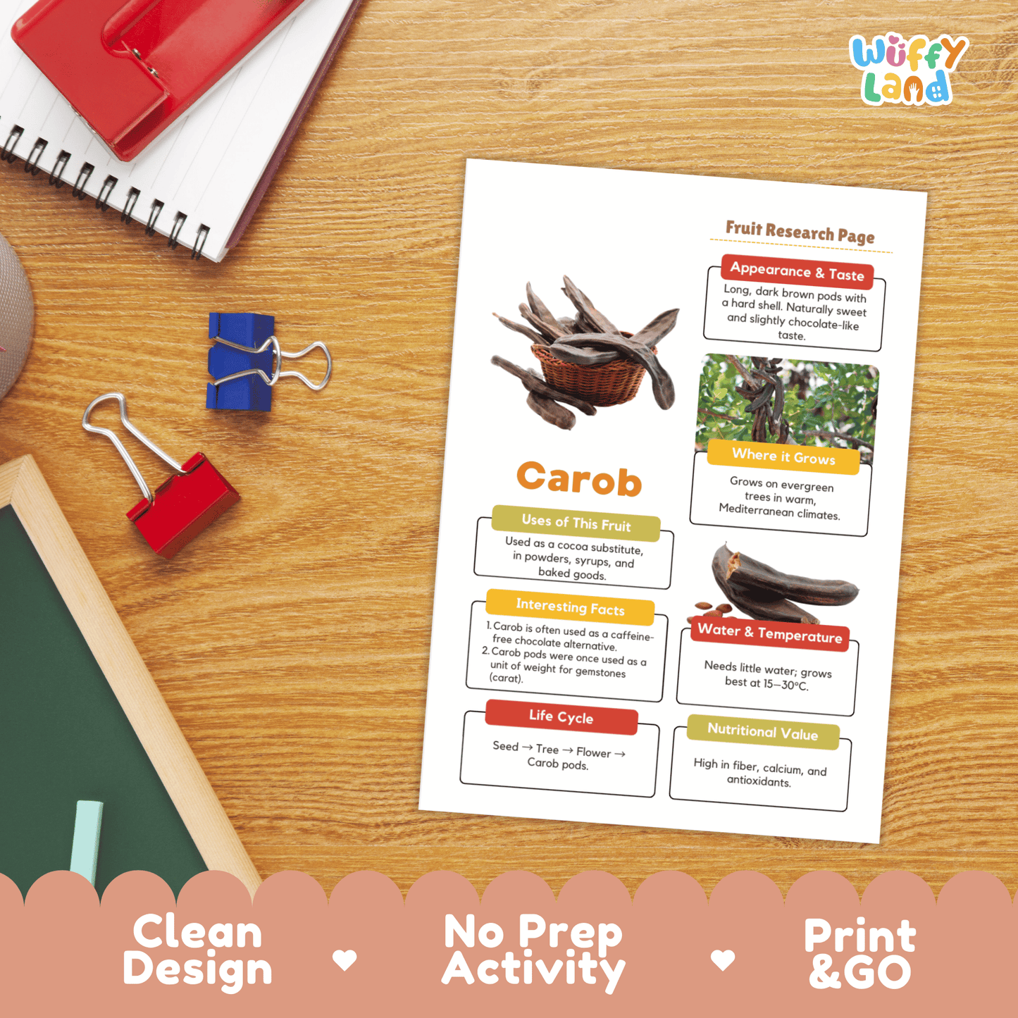 Carob Fruit Research Page Worksheet Activity | Science Healthy Eating