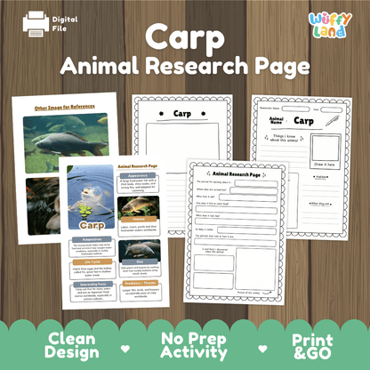 Carp Animal Research Page and Worksheets