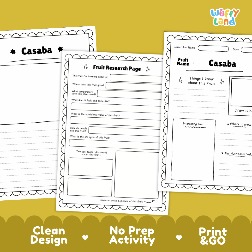 Casaba Fruit Research Page Worksheets and Fact Sheet