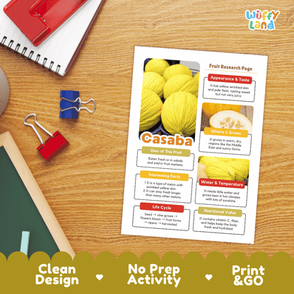 Casaba Fruit Research Page Worksheets and Fact Sheet