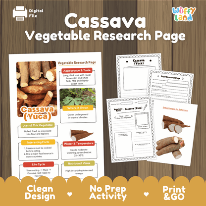 Cassava Vegetable Research Page and Worksheets