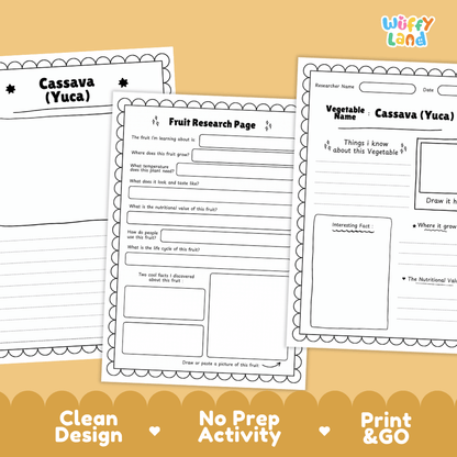 Cassava Vegetable Research Page and Worksheets