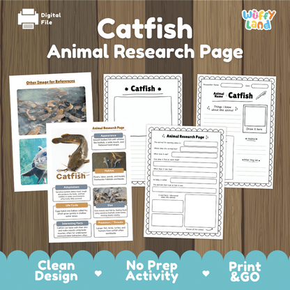 Catfish Animal Research Page and Worksheets