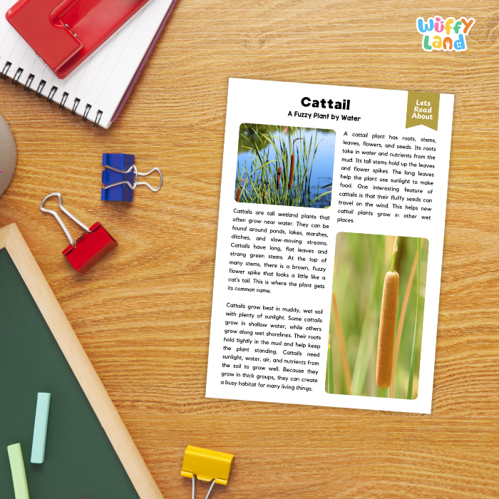 Cattail Plant Reading Passages and Comprehension Questions Worksheets