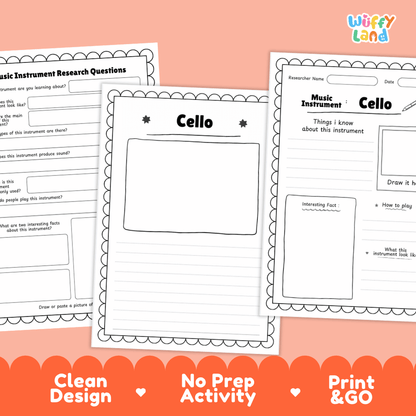 Cello Music Research Page Worksheets