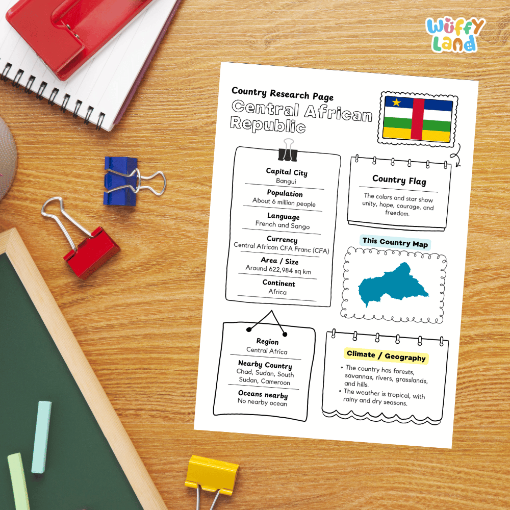Central African Republic Country Research Project Printable Worksheets and Activities