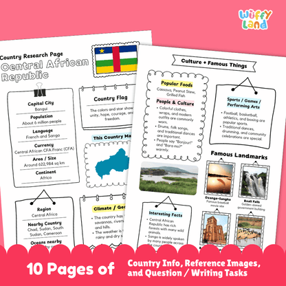 Central African Republic Country Research Project Printable Worksheets and Activities