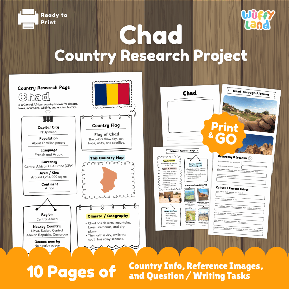 Chad Country Research Project Printable Worksheets and Activities