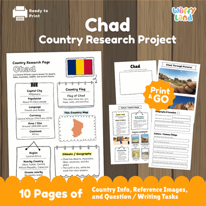 Chad Country Research Project Printable Worksheets and Activities
