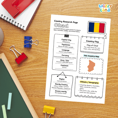 Chad Country Research Project Printable Worksheets and Activities