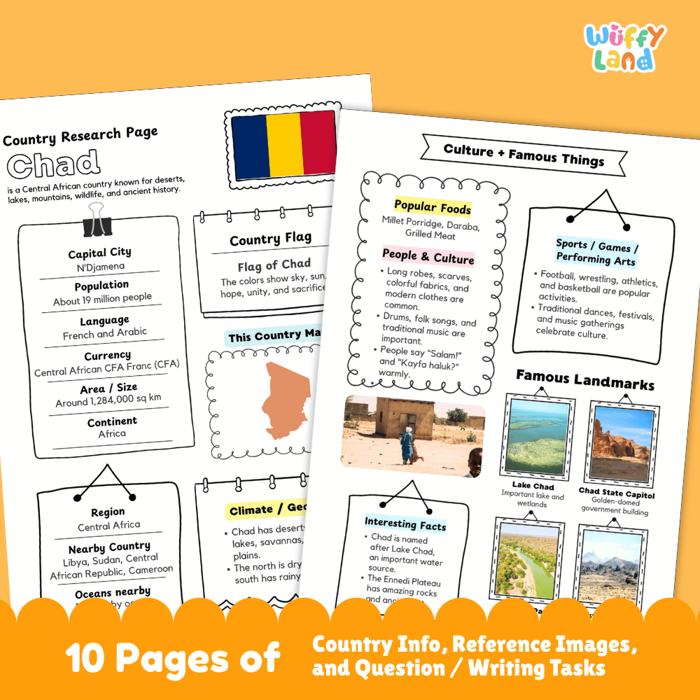 Chad Country Research Project Printable Worksheets and Activities
