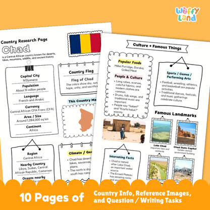 Chad Country Research Project Printable Worksheets and Activities