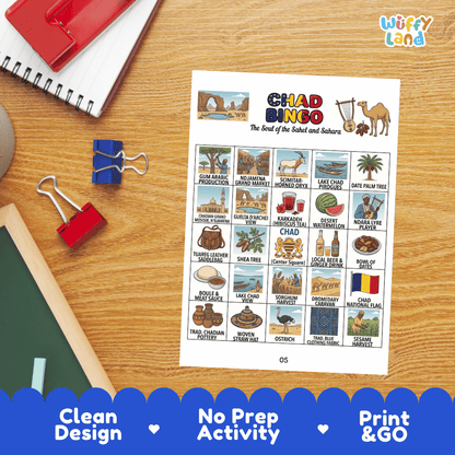 Chad Geography BINGO Games Printable Country Study Activity Cards
