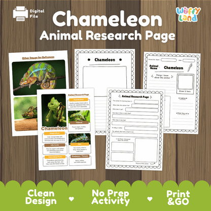 Chameleon Animal Research Page Graphic Organizers and Worksheets