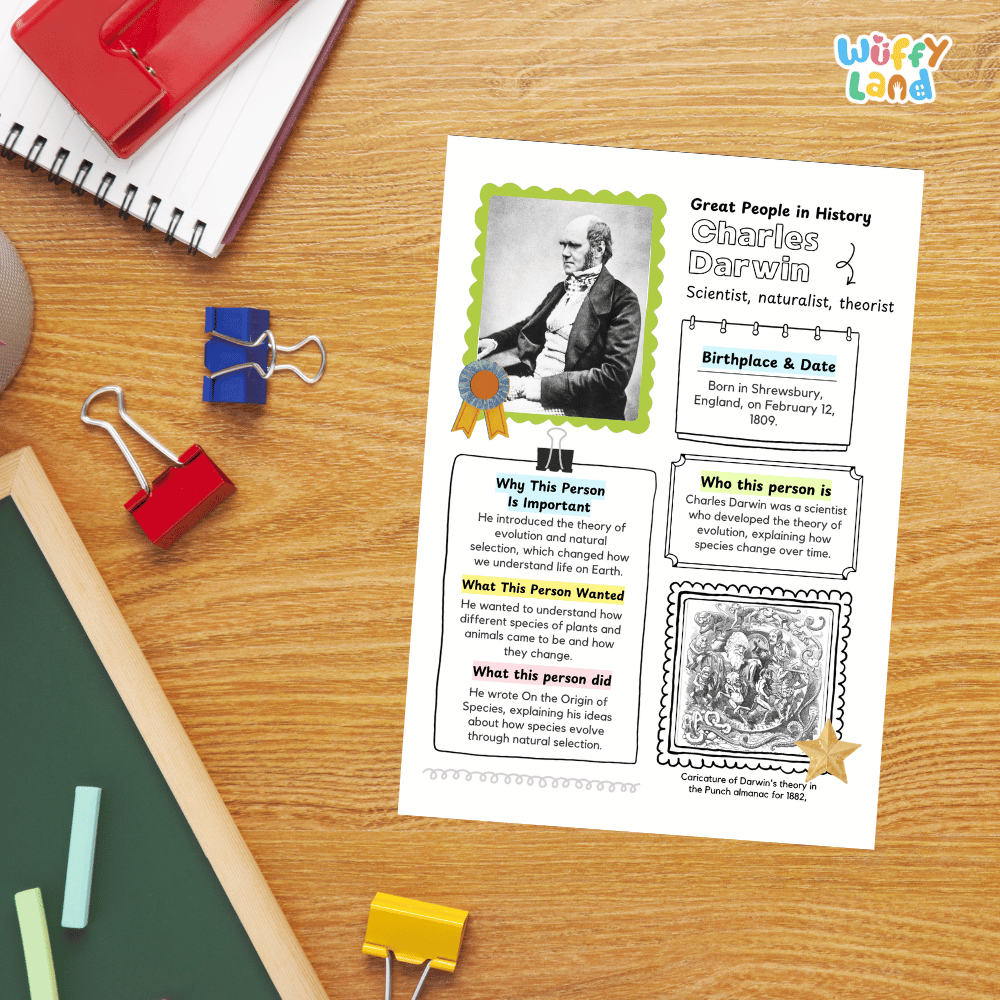 Charles Darwin Famous People Research Page Worksheets