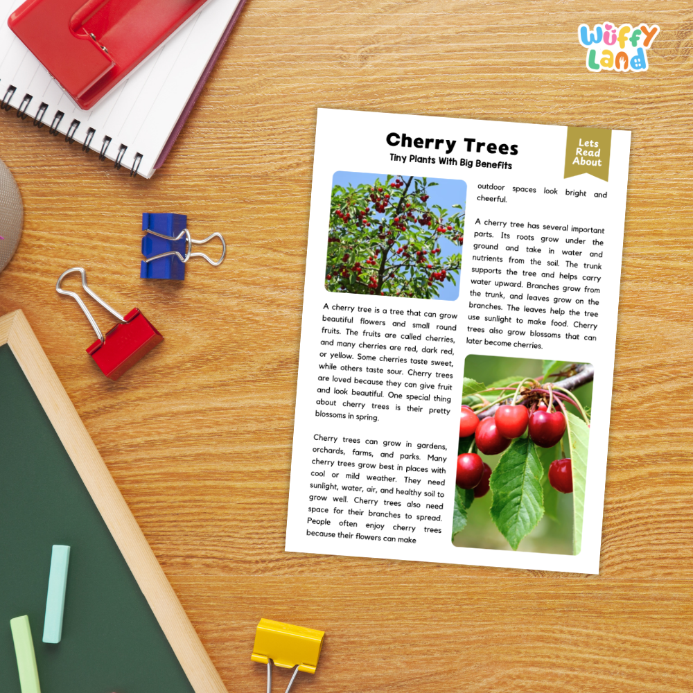 Cherry Tree Plant Reading Passages Worksheets and Comprehension Activity