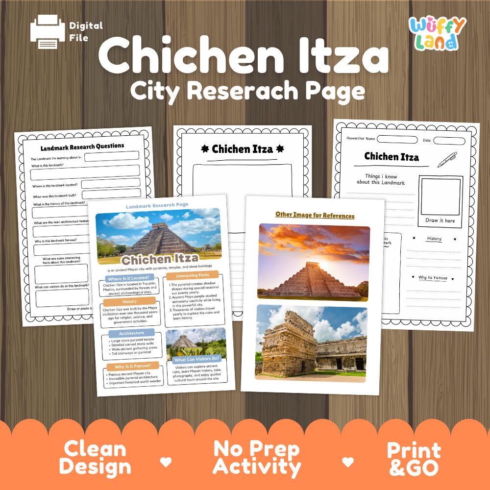 Chichen Itza Landmark Research Project Worksheets and Fact Page