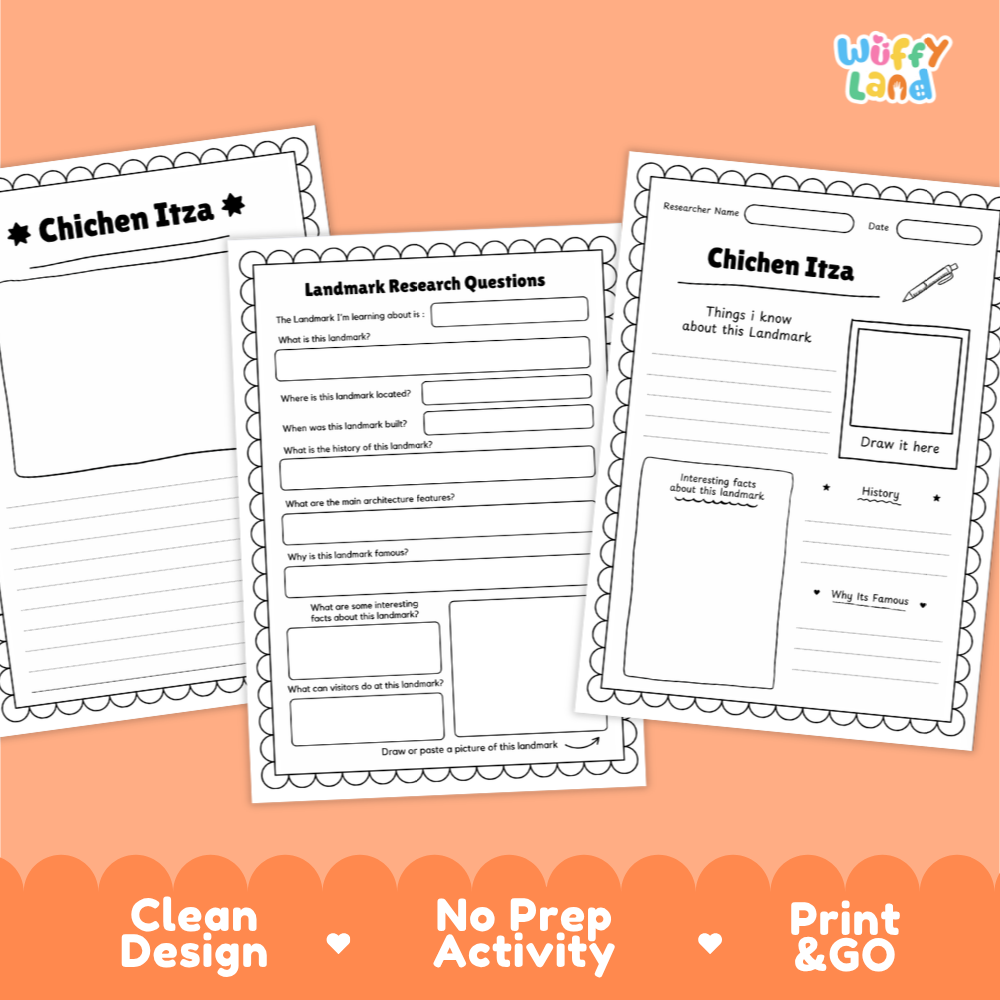 Chichen Itza Landmark Research Project Worksheets and Fact Page