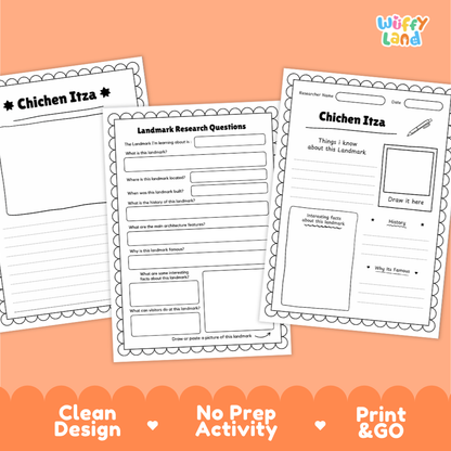 Chichen Itza Landmark Research Project Worksheets and Fact Page