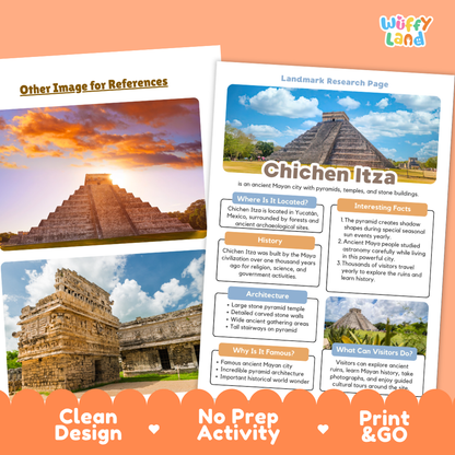 Chichen Itza Landmark Research Project Worksheets and Fact Page