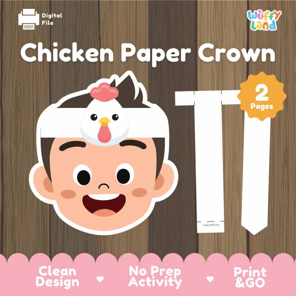 Chicken Paper Crown Craft Printable Activity Worksheets