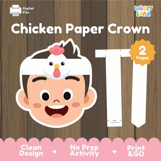 Chicken Paper Crown Craft Printable Activity Worksheets