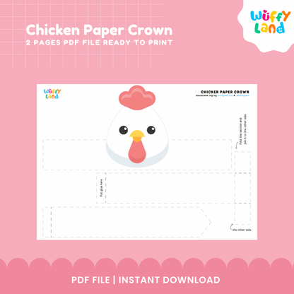 Chicken Paper Crown Craft Printable Activity Worksheets