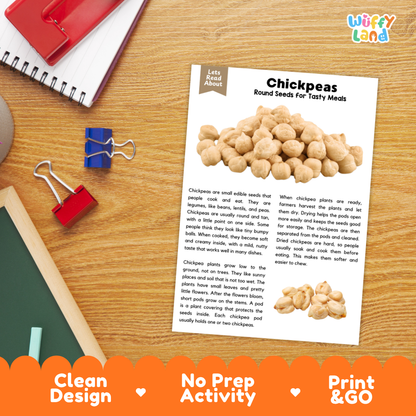 Chickpeas Reading Passage and Comprehension Questions Worksheets with Answer Key