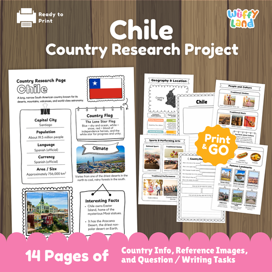 CHILE Country Research Project | Printable Geography Worksheets Social Studies