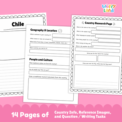 CHILE Country Research Project | Printable Geography Worksheets Social Studies