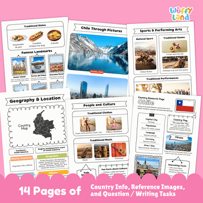 CHILE Country Research Project | Printable Geography Worksheets Social Studies