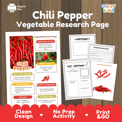 Chili Pepper Research Activity Worksheet Science Vegetable Gardening Spicy Food