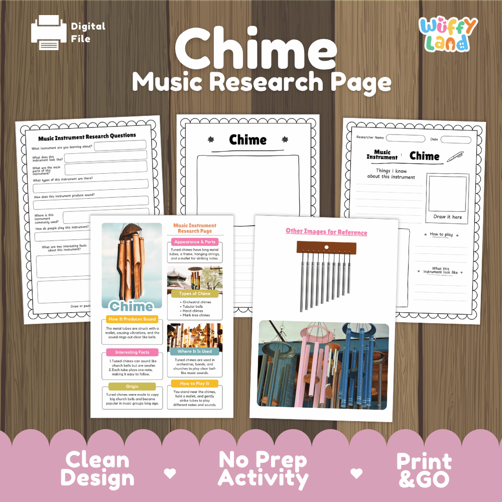 Chime Music Research Page Worksheets and Fact Sheet