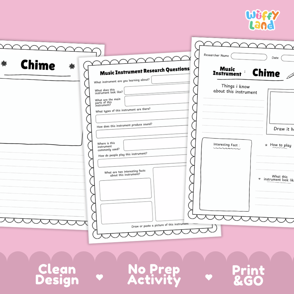 Chime Music Research Page Worksheets and Fact Sheet