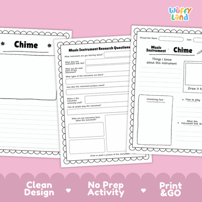 Chime Music Research Page Worksheets and Fact Sheet