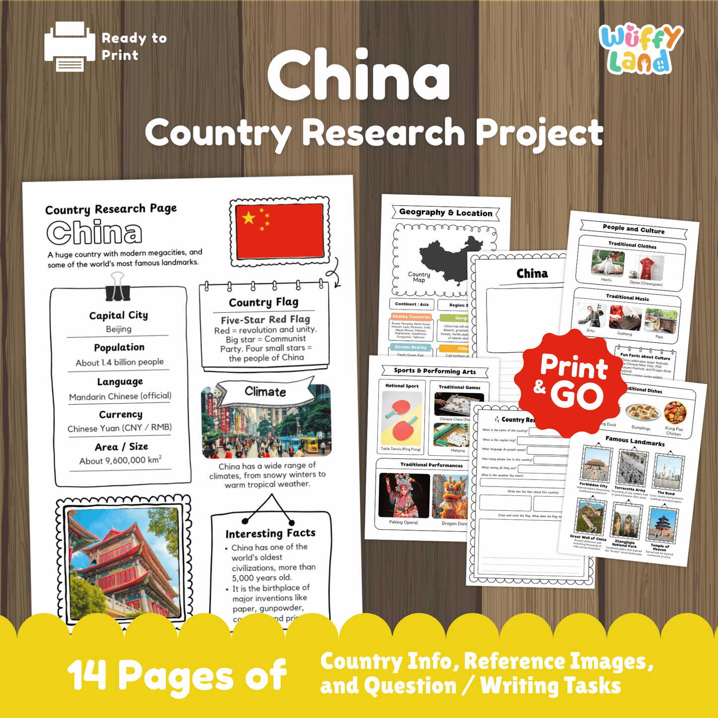 CHINA Country Research Project | Asia Printable Geography Worksheets