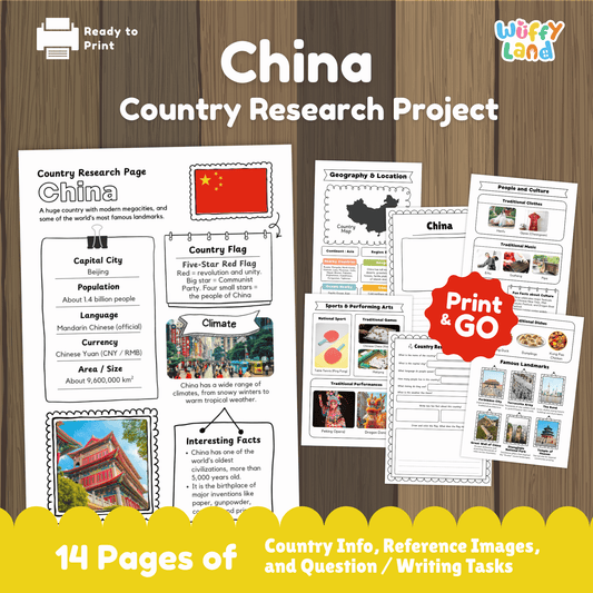 CHINA Country Research Project | Asia Printable Geography Worksheets