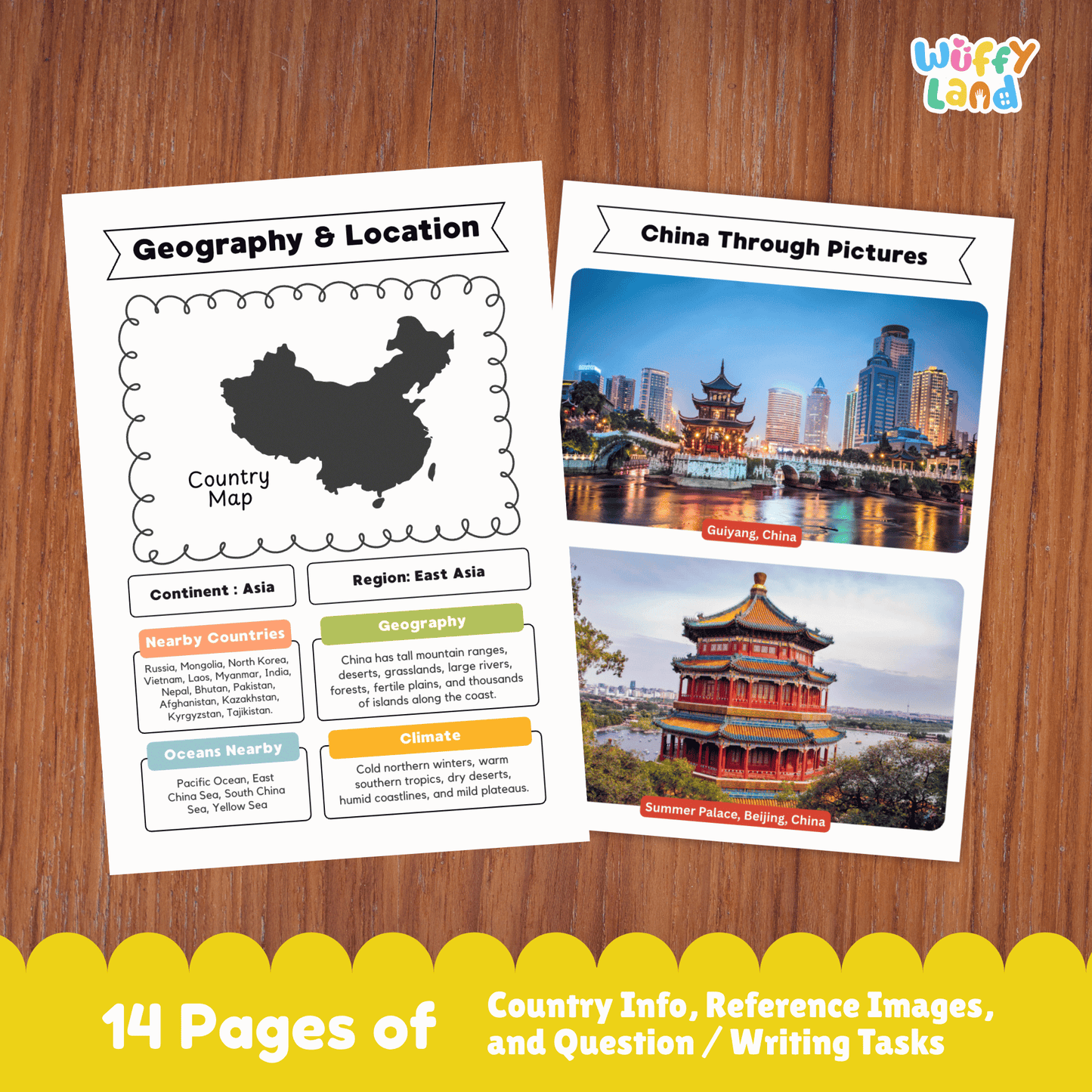 CHINA Country Research Project | Asia Printable Geography Worksheets