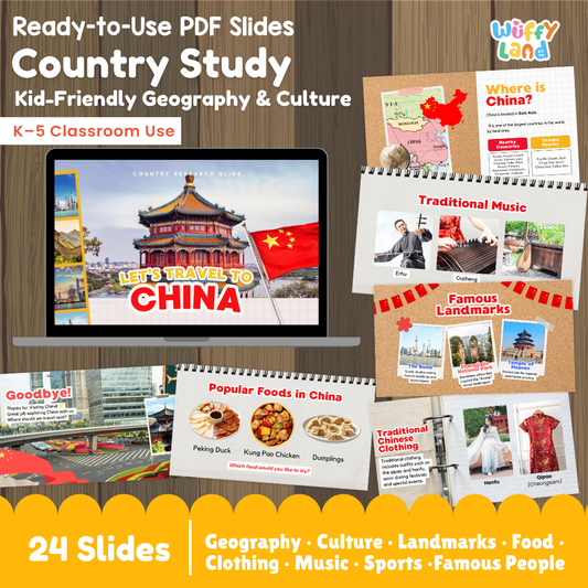 China Country Study Kid Friendly Geography & Culture PDF Slides
