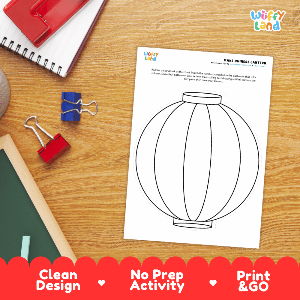 Chinese Lantern Roll and Draw Activity - Lunar New Year Art Worksheets