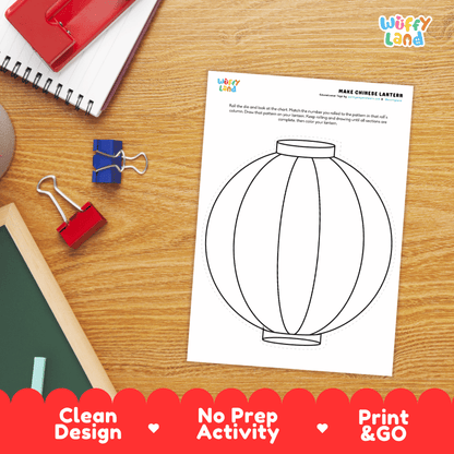 Chinese Lantern Roll and Draw Activity - Lunar New Year Art Worksheets