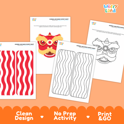 Chinese Lion Dance Puppet Craft - Lunar New Year Activity Worksheets