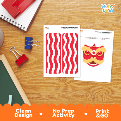 Chinese Lion Dance Puppet Craft - Lunar New Year Activity Worksheets
