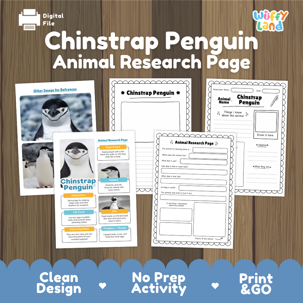 Chinstrap Penguin Animal Research Page Worksheets