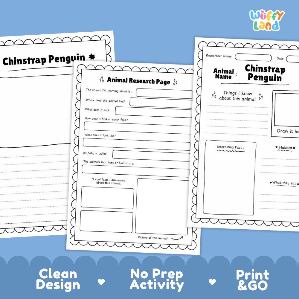 Chinstrap Penguin Animal Research Page Worksheets
