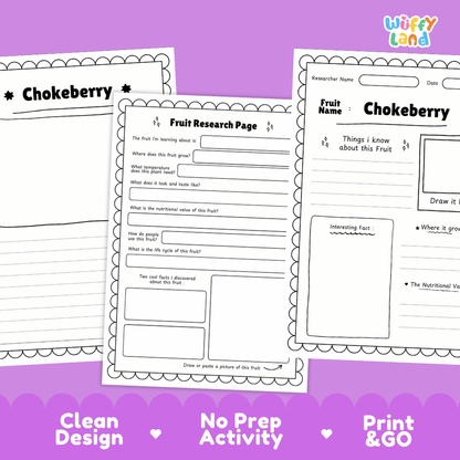 Chokeberry Fruit Research Page Worksheets and Fact Sheet