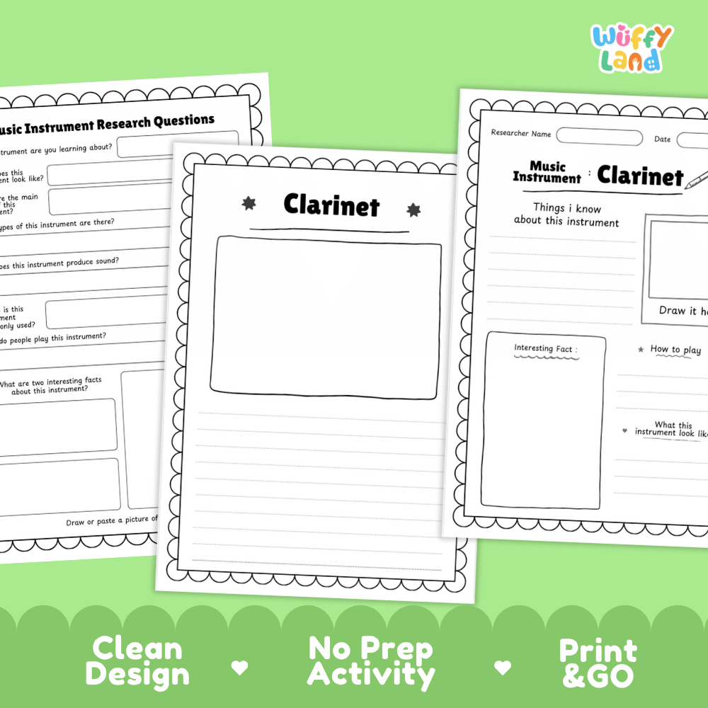 Clarinet Music Research Page Worksheets