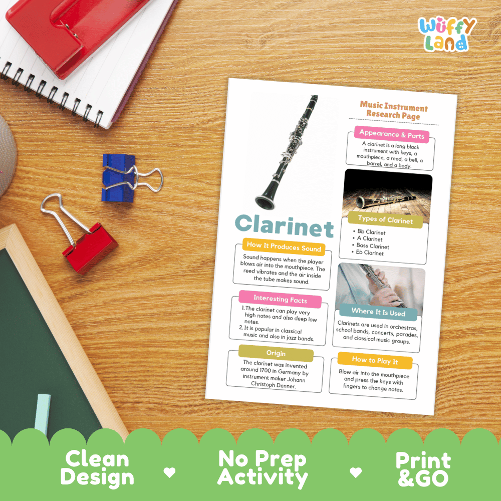 Clarinet Music Research Page Worksheets