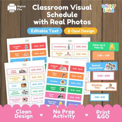 Classroom Visual Schedule with Real Photos Editable Daily Routine Cards Printable