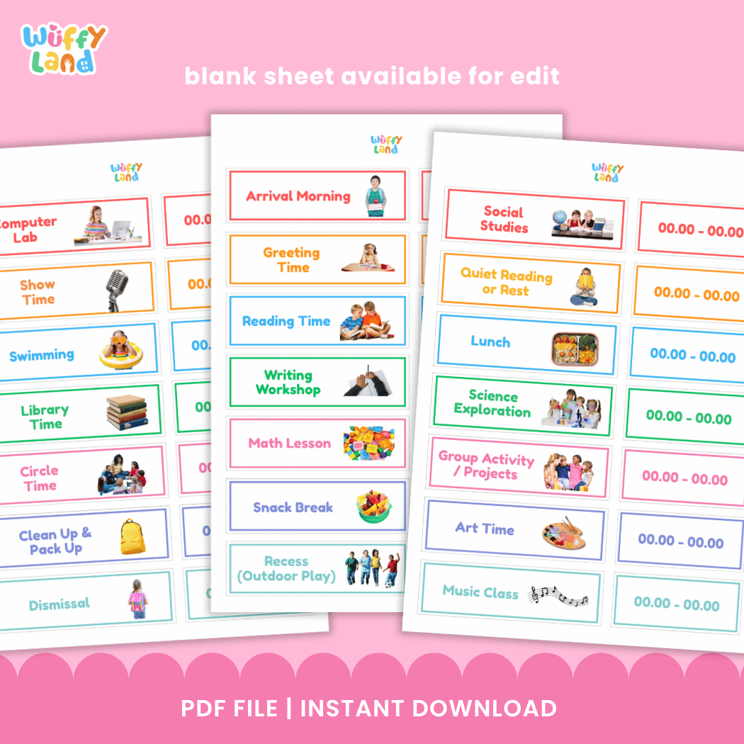 Classroom Visual Schedule with Real Photos Editable Daily Routine Cards Printable